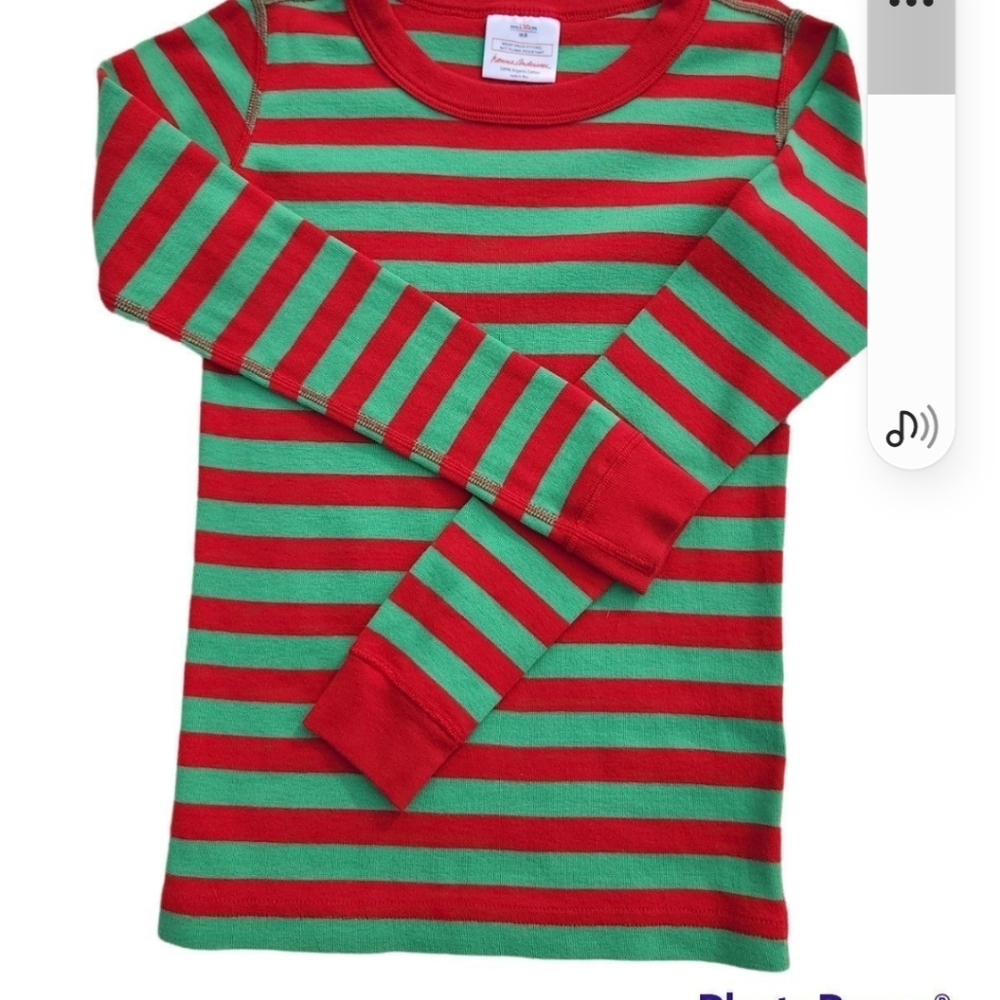 Hannah Andersson Unisex Kid's Green & Red Striped Long Sleeve Knit Tee Shirt 8
